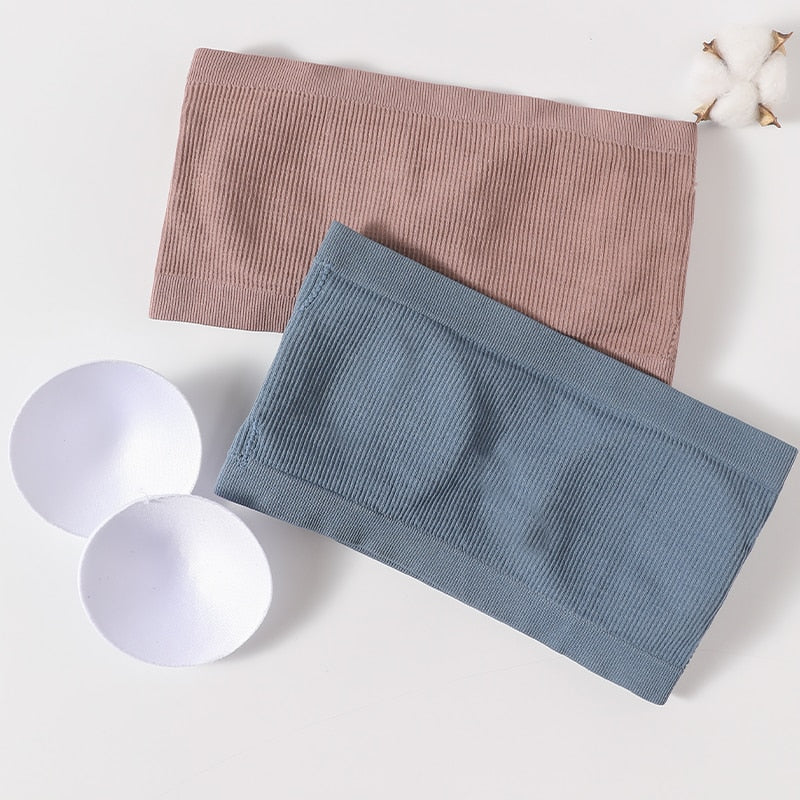 Strapless Invisible Bra Seamless Tube Crop Top for Women