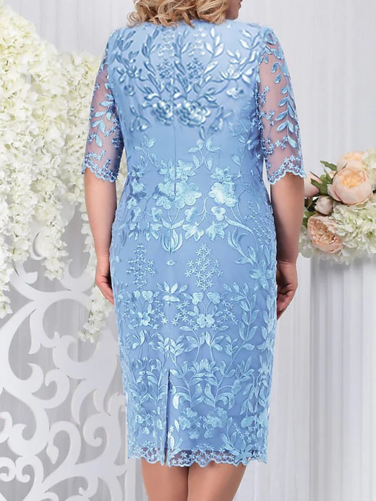 Luxury Lace Floral Party Dress Elegant Plus Size Women's