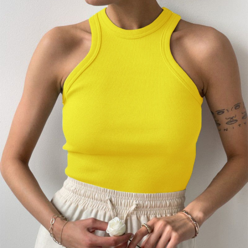 Summer Backless Tank Top Sleeveless Knitted Camis for Women