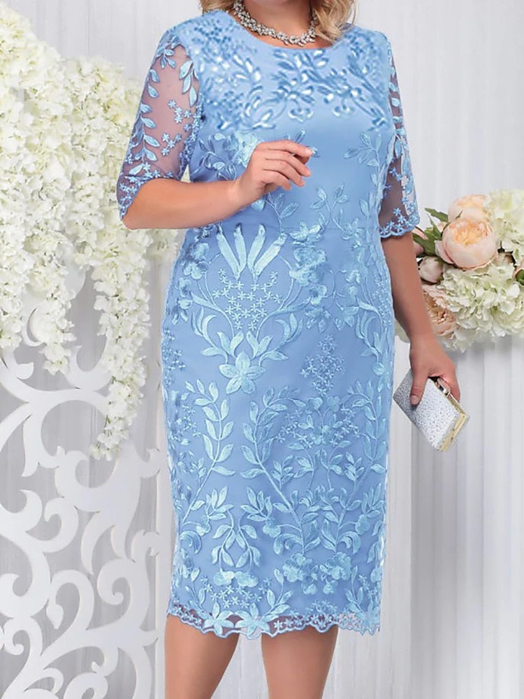 Luxury Lace Floral Party Dress Elegant Plus Size Women's