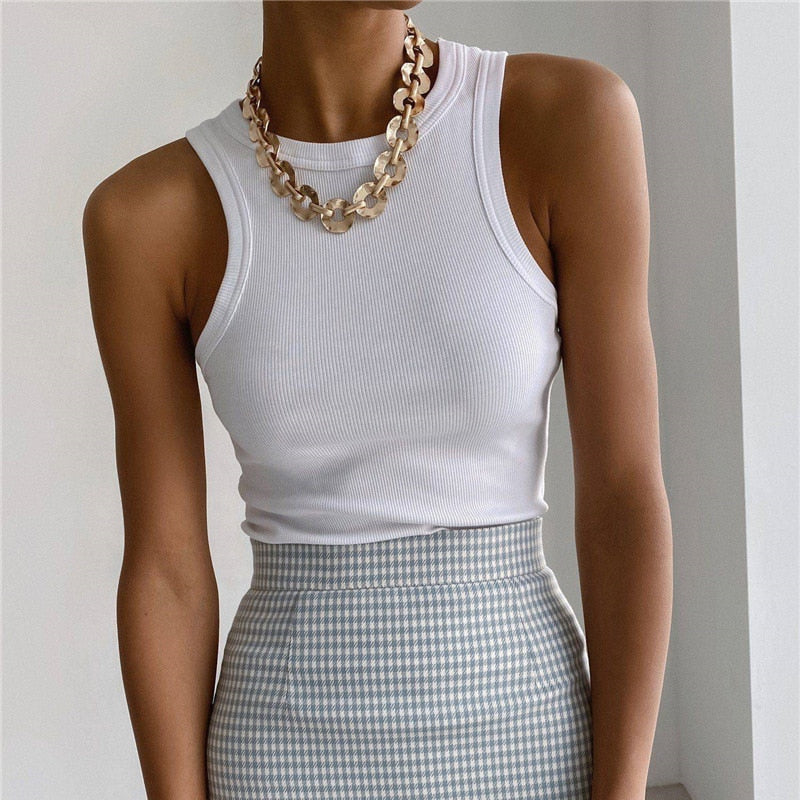 Summer Backless Tank Top Sleeveless Knitted Camis for Women