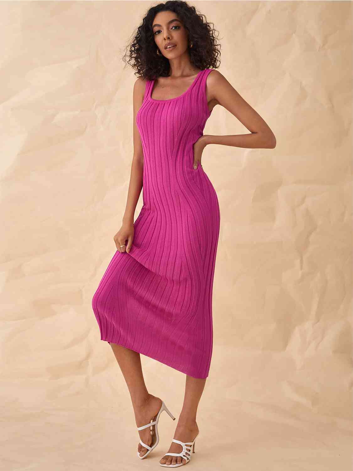 Ribbed Sleeveless Sweater Dress