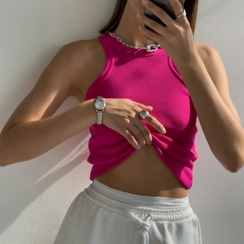 Summer Backless Tank Top Sleeveless Knitted Camis for Women - Summer Backless Tank Top Sleeveless Knitted Camis for Women
