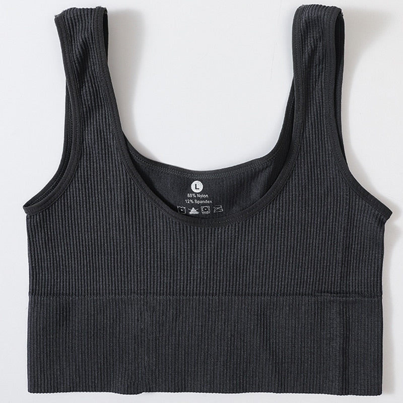 Seamless Ribbed Crop Top Sexy Camisole for Women