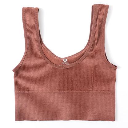 Seamless Ribbed Crop Top Sexy Camisole for Women