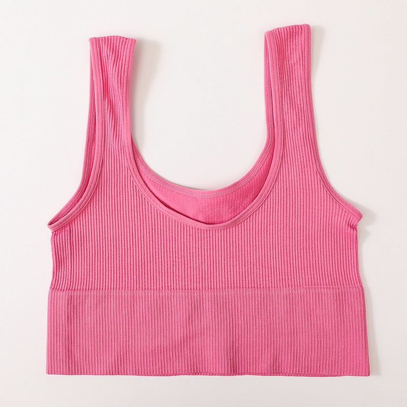 Seamless Ribbed Crop Top Sexy Camisole for Women