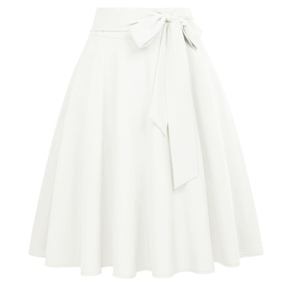 High Waist A-Line Midi Skirt Retro Flared Office Workwear