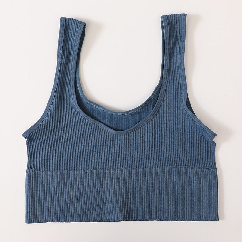 Seamless Ribbed Crop Top Sexy Camisole for Women