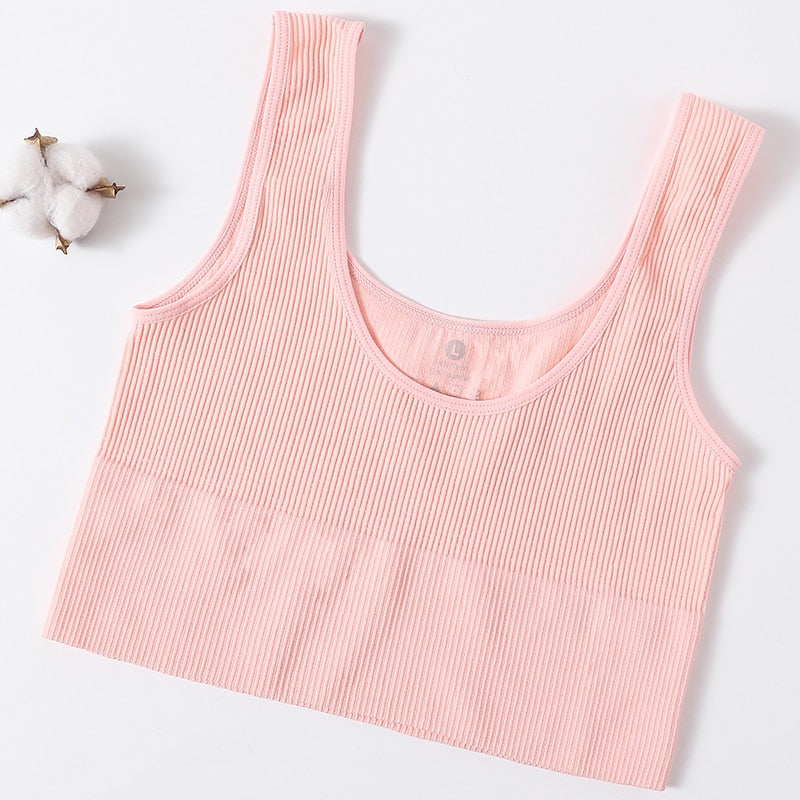 Seamless Ribbed Crop Top Sexy Camisole for Women