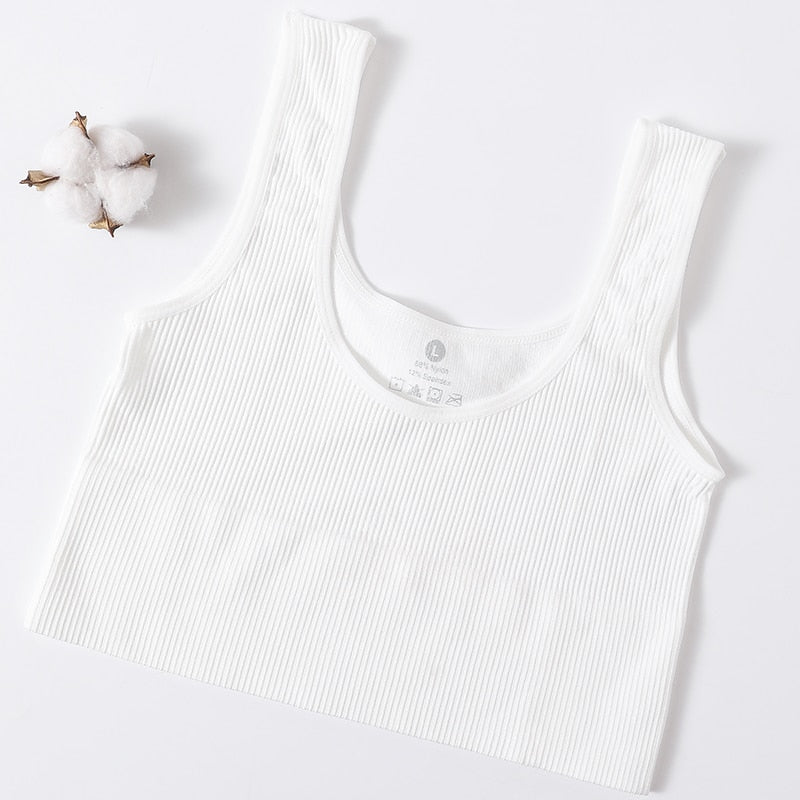 Seamless Ribbed Crop Top Sexy Camisole for Women