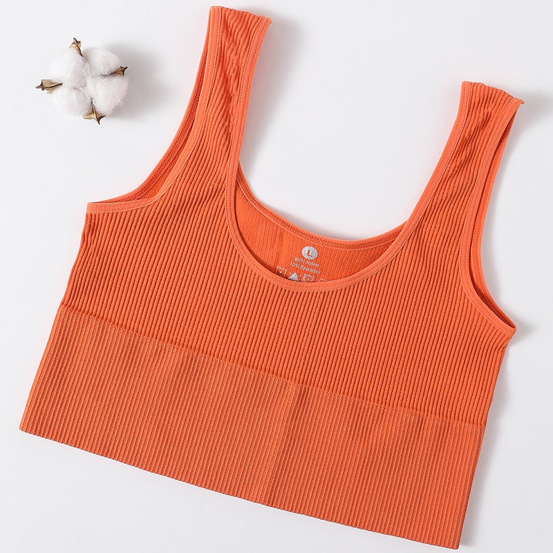 Seamless Ribbed Crop Top Sexy Camisole for Women