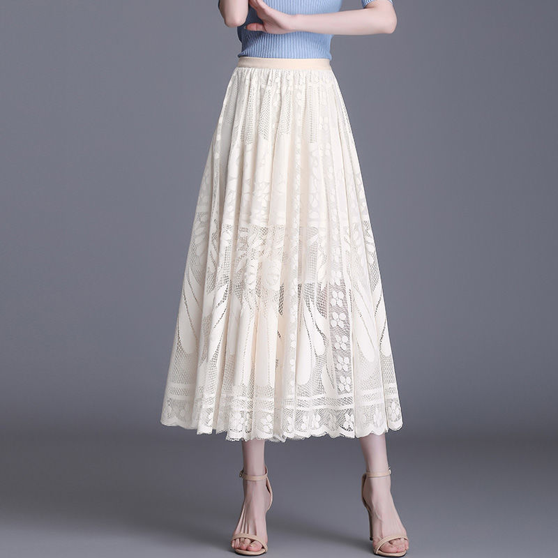 New Lace A-line Long Skirt Big Swing Pleated Design