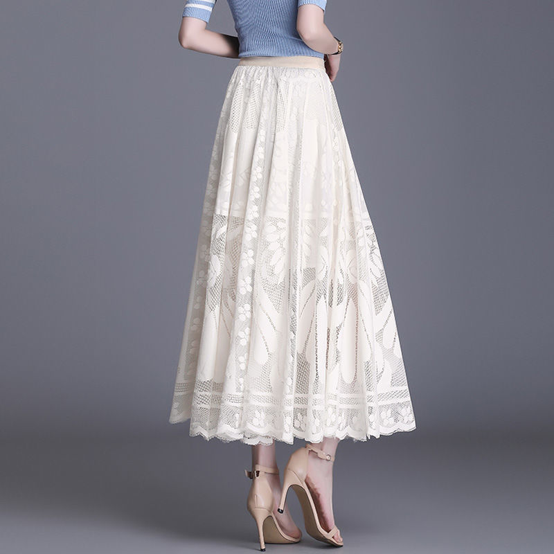 New Lace A-line Long Skirt Big Swing Pleated Design