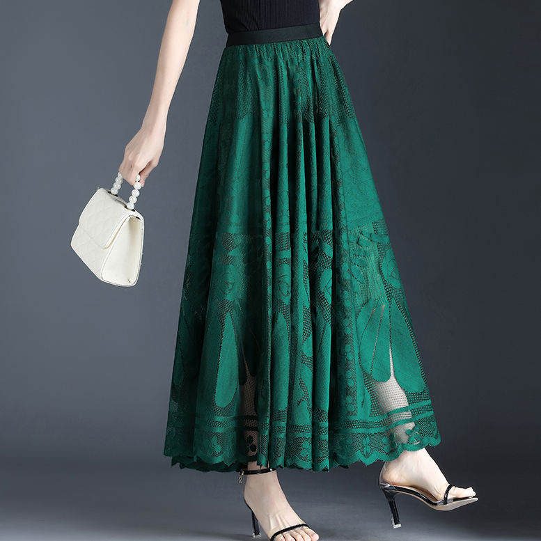 New Lace A-line Long Skirt Big Swing Pleated Design