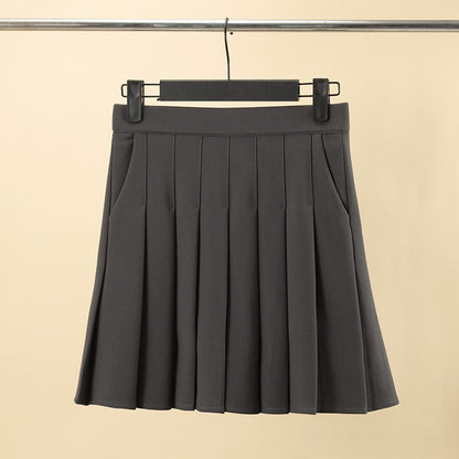 Preppy Style Pleated Skirt High Waist A-Line Mini Skirt