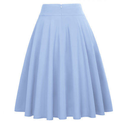 High Waist A-Line Midi Skirt Retro Flared Office Workwear