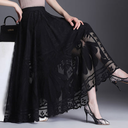 New Lace A-line Long Skirt Big Swing Pleated Design