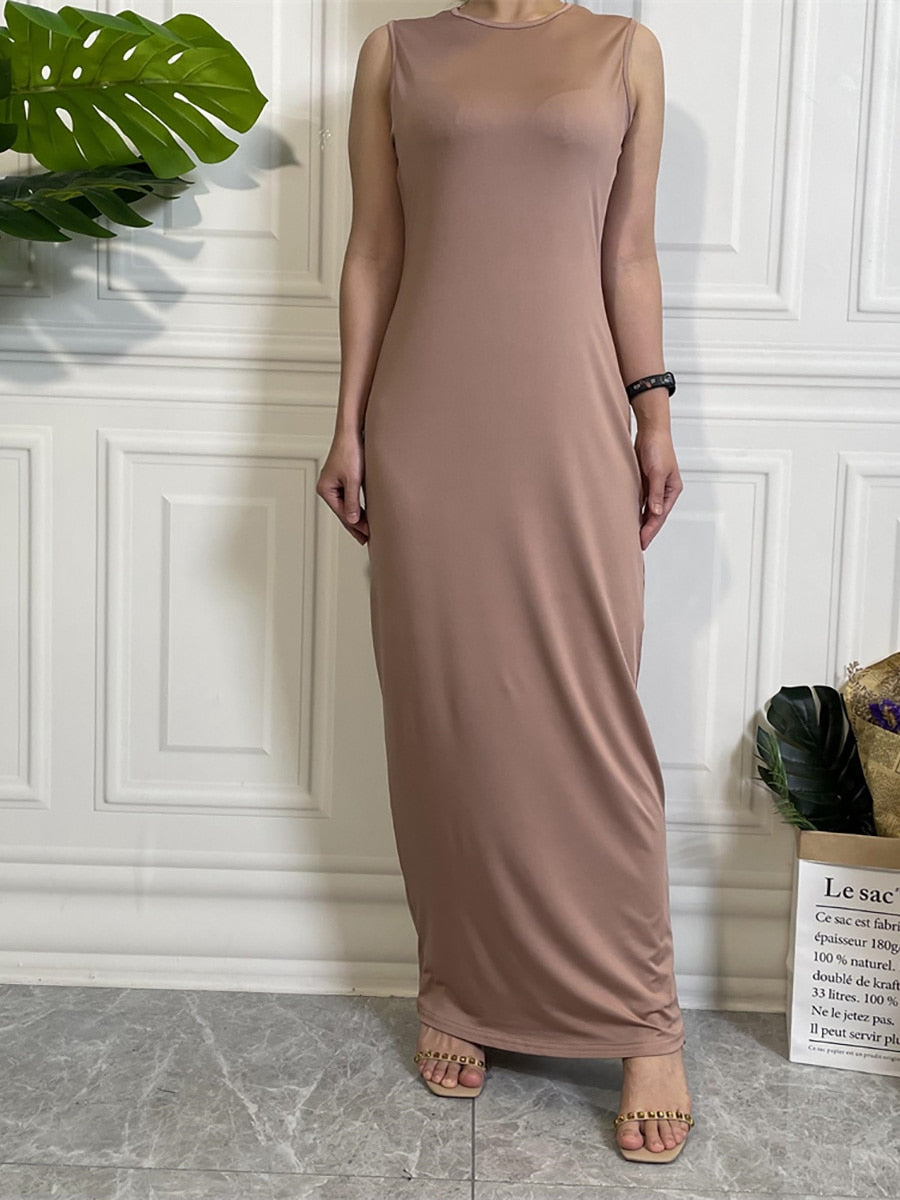 Ramadan Sleeveless Maxi Dress Elegant Abaya