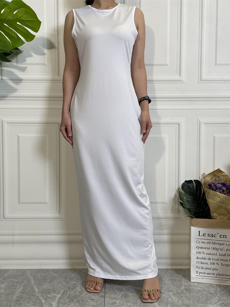 Ramadan Sleeveless Maxi Dress Elegant Abaya