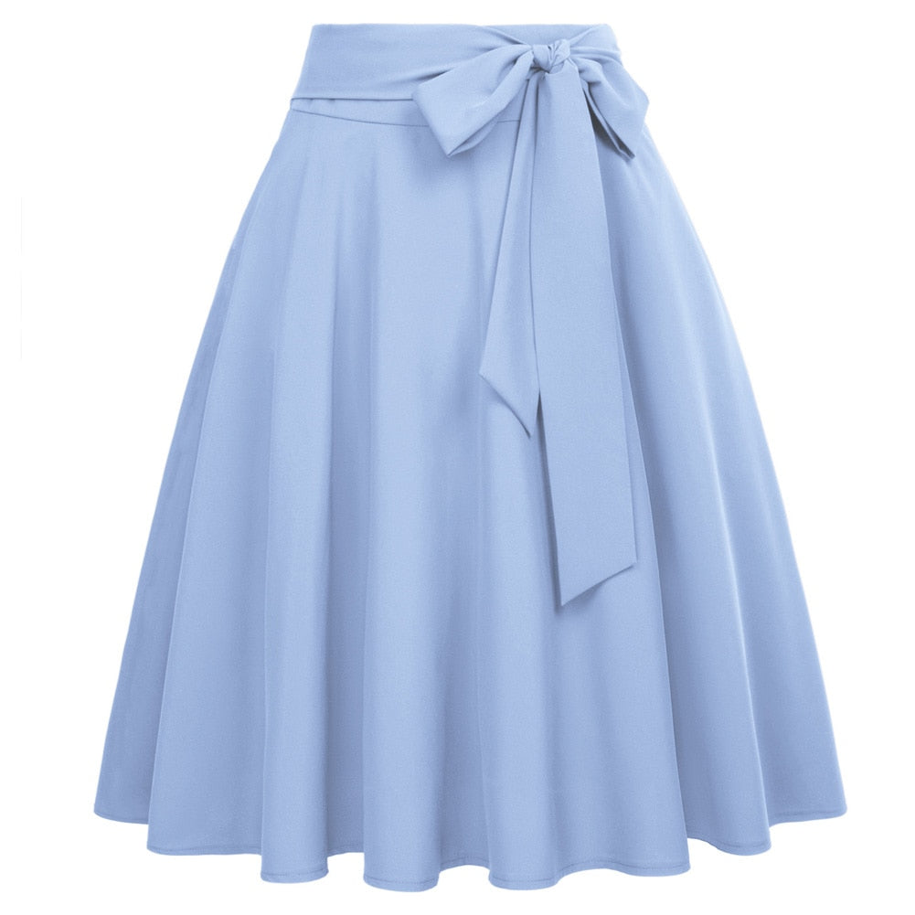 High Waist A-Line Midi Skirt Retro Flared Office Workwear - High Waist A-Line Midi Skirt Retro Flared Office Workwear