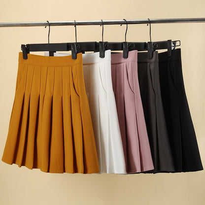 Preppy Style Pleated Skirt High Waist A-Line Mini Skirt - Preppy Style Pleated Skirt High Waist A-Line Mini Skirt