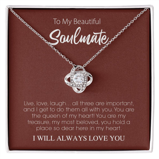 My Beautiful Soulmate| Live, Love, Laugh - Love Knot Necklace