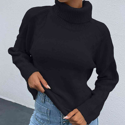 Turtleneck Dropped Shoulder Long Sleeve Sweater